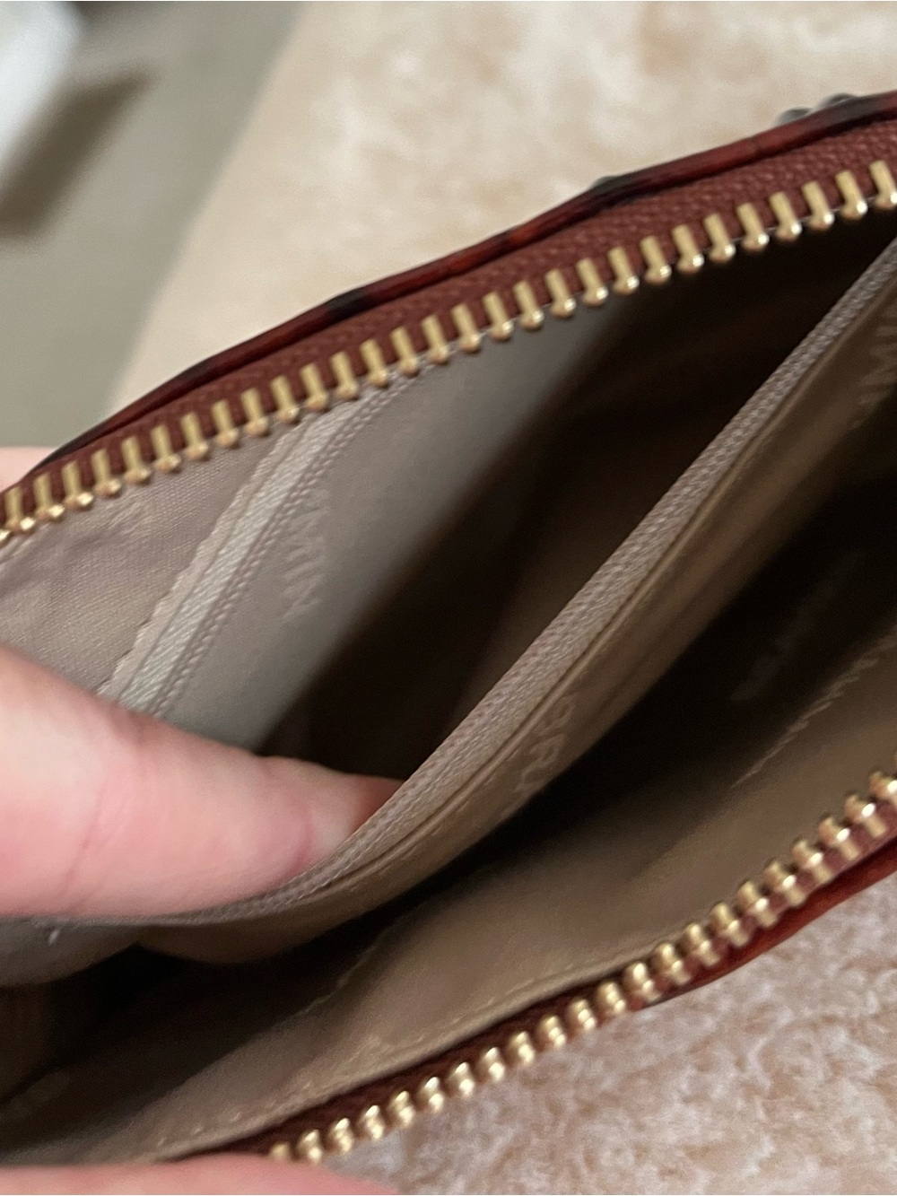 Brahmin Daisy Croc-Embossed Brown Wristlet with Gold Hardware - Picture 13 of 15